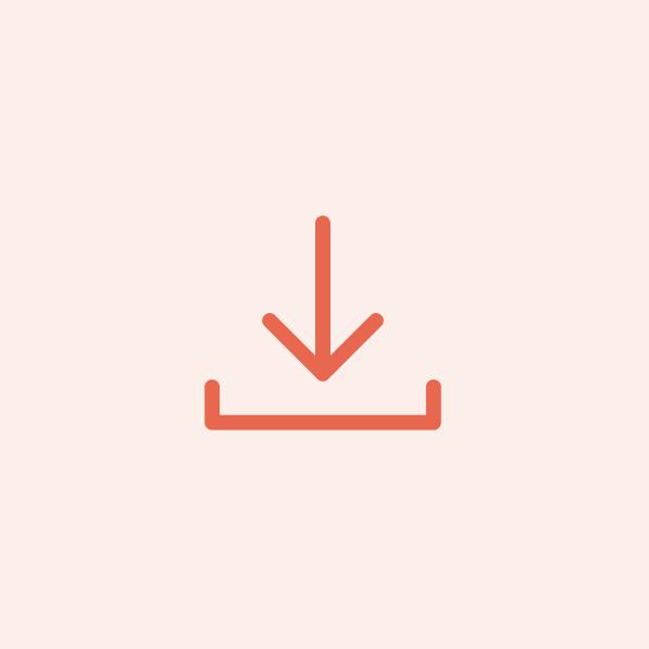 A coral download arrow, for exporting your data
