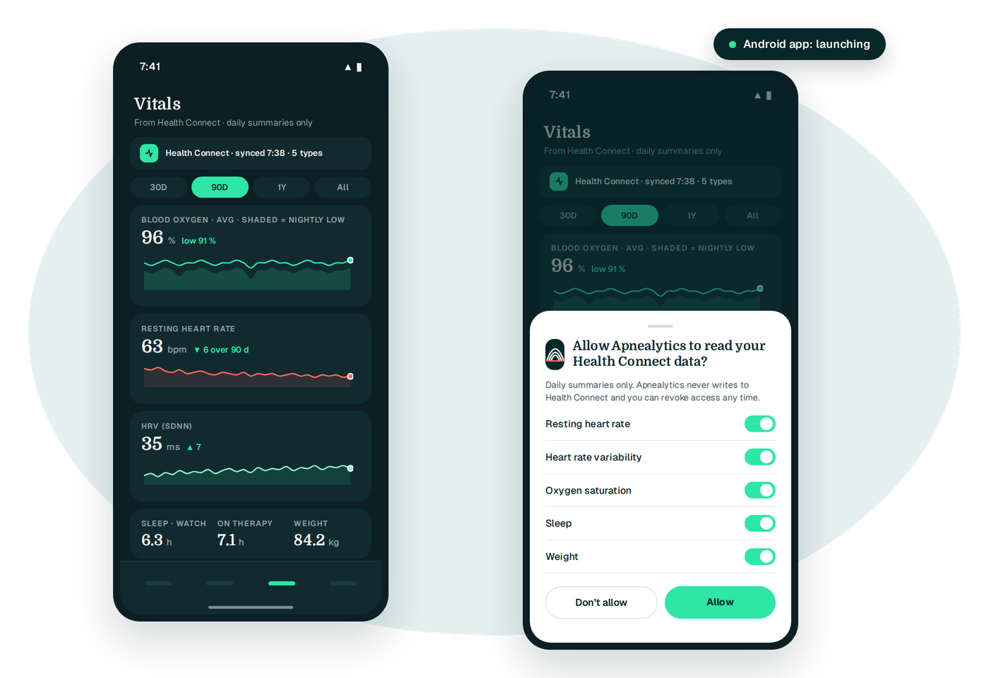 Apnealytics for Android: on Google Play, with Health Connect built in