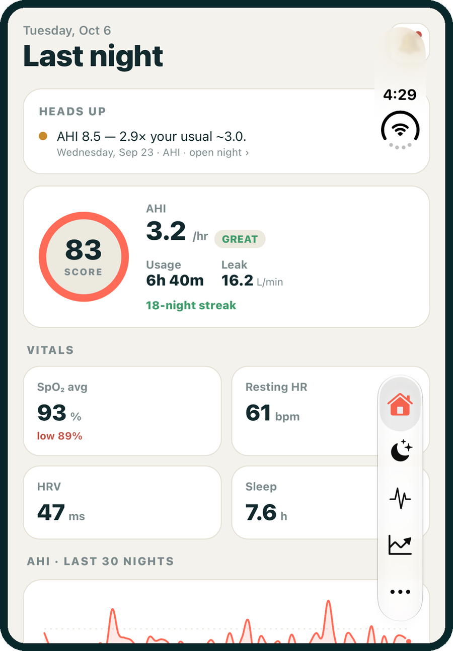 Apnealytics app screen
