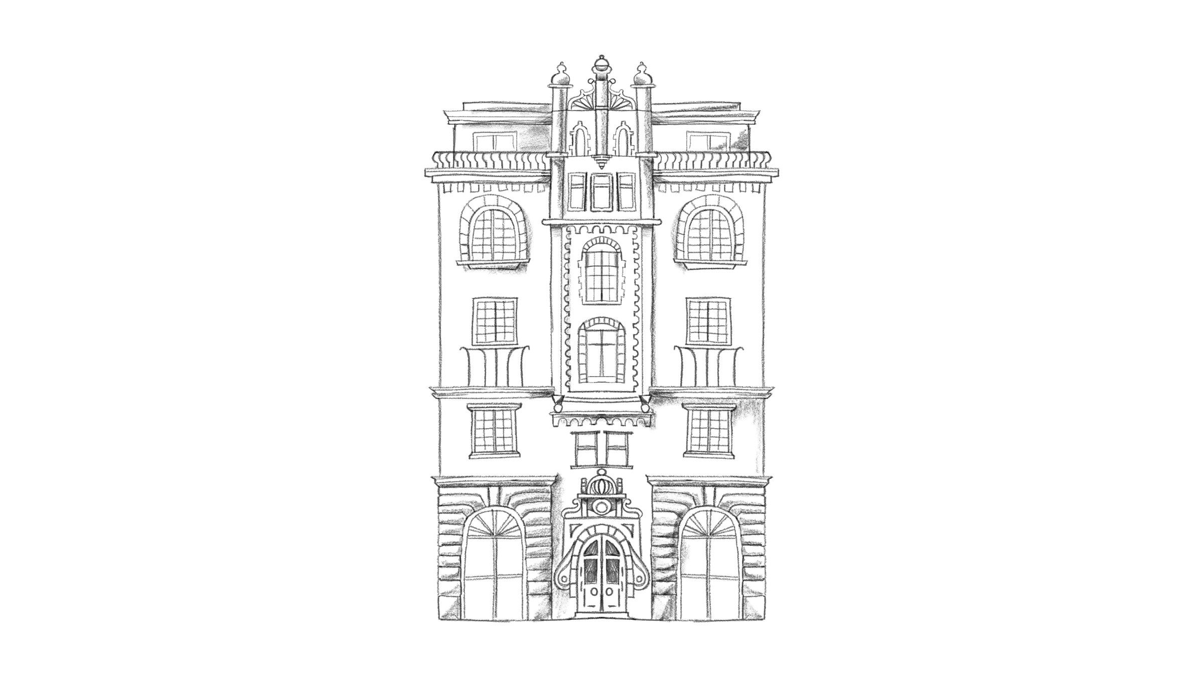 Hand-drawn French house, the starting point of the identity
