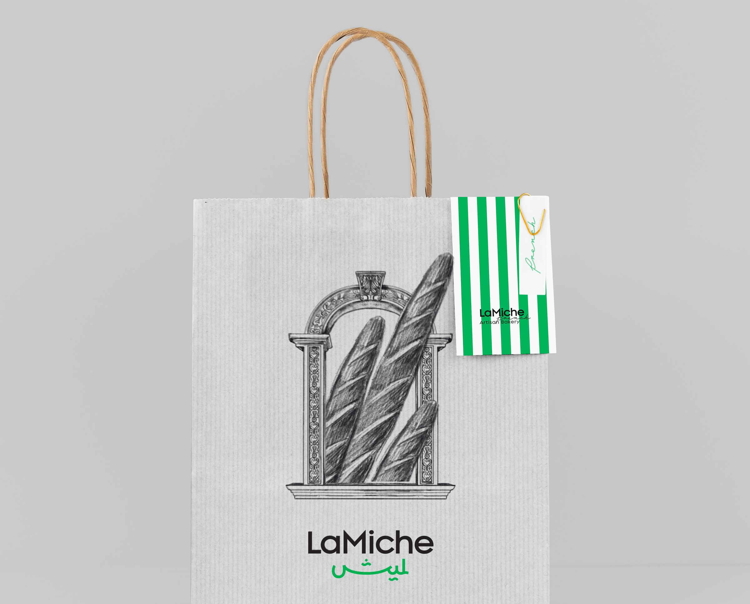 Hand-drawn window on the LaMiche bag