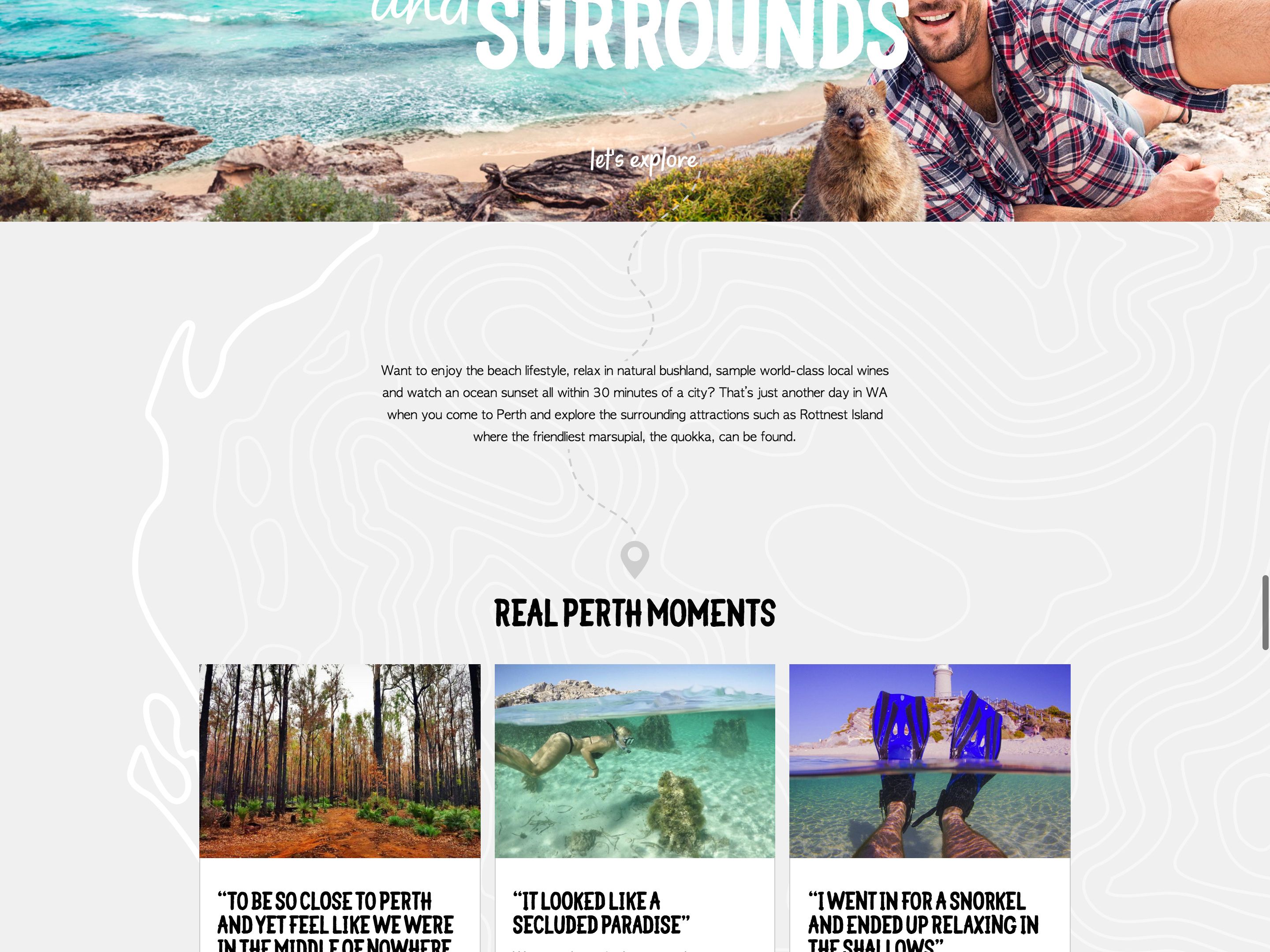 Screenshot of a Region landing page on the Just Another Day in WA website