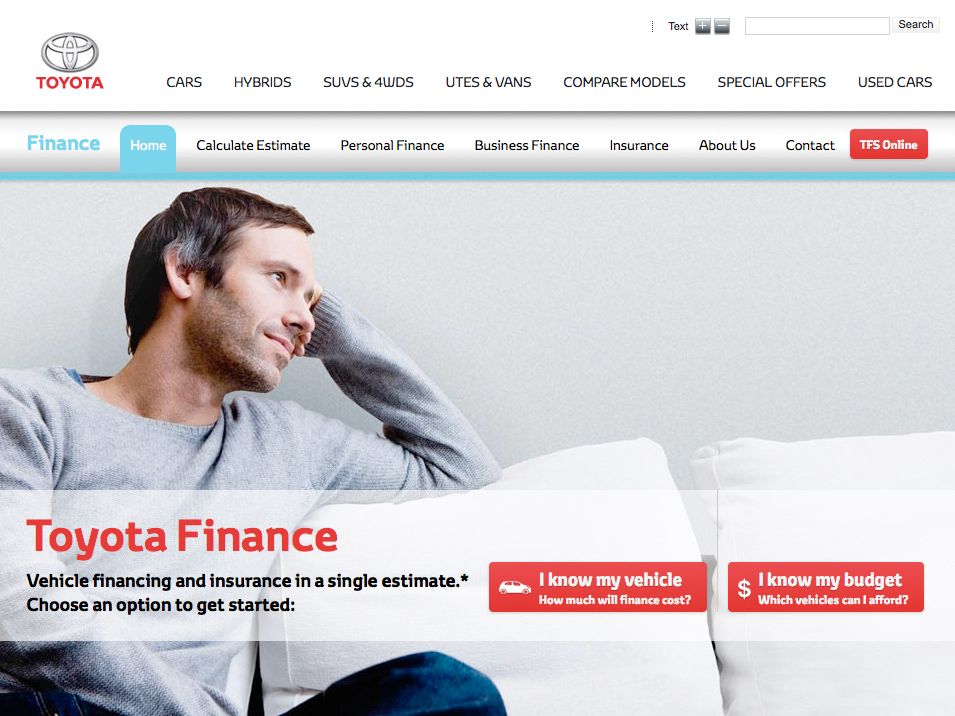 Toyota Financial Services home page