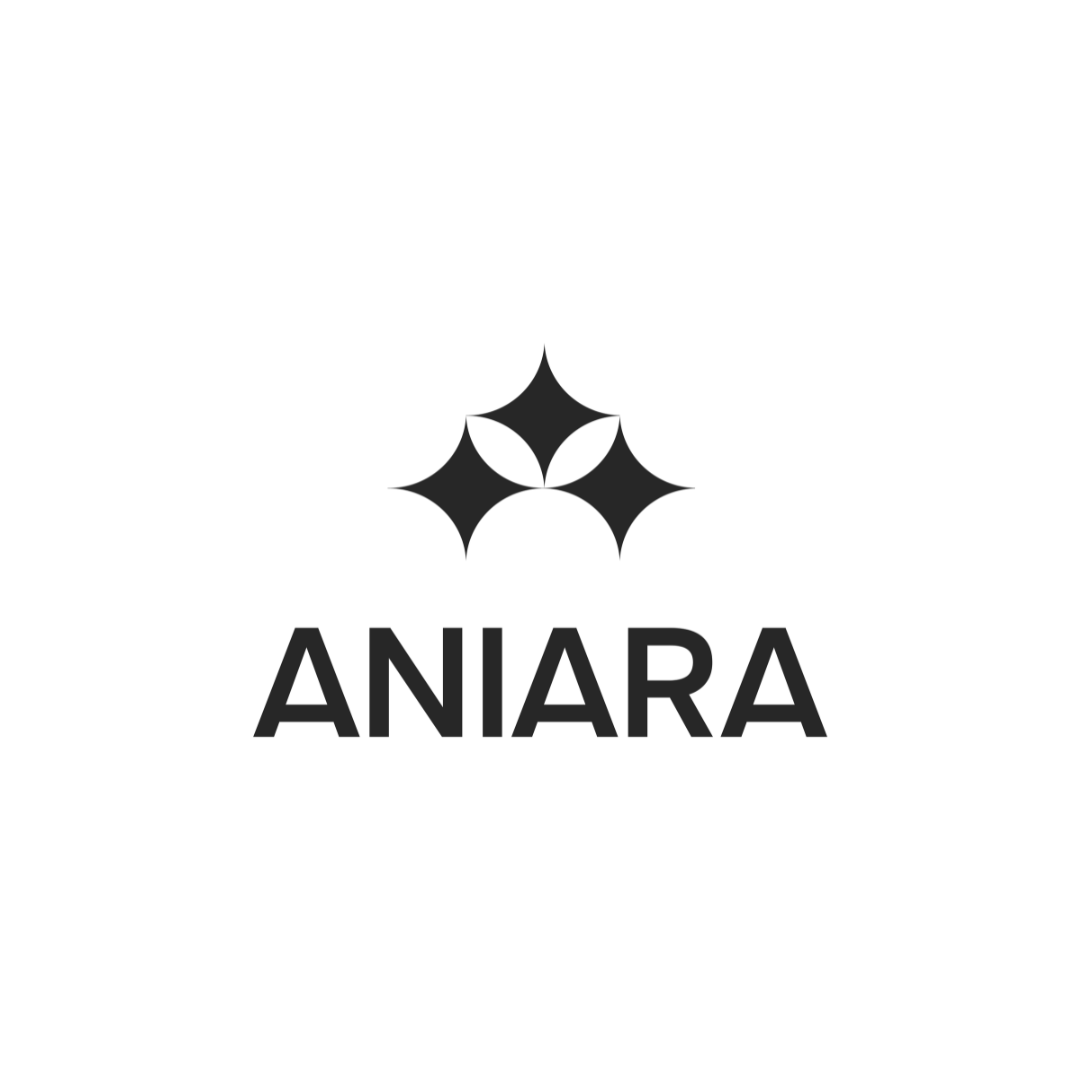 AI distributören Aniaras logotyp med svart text och tre stjärnor