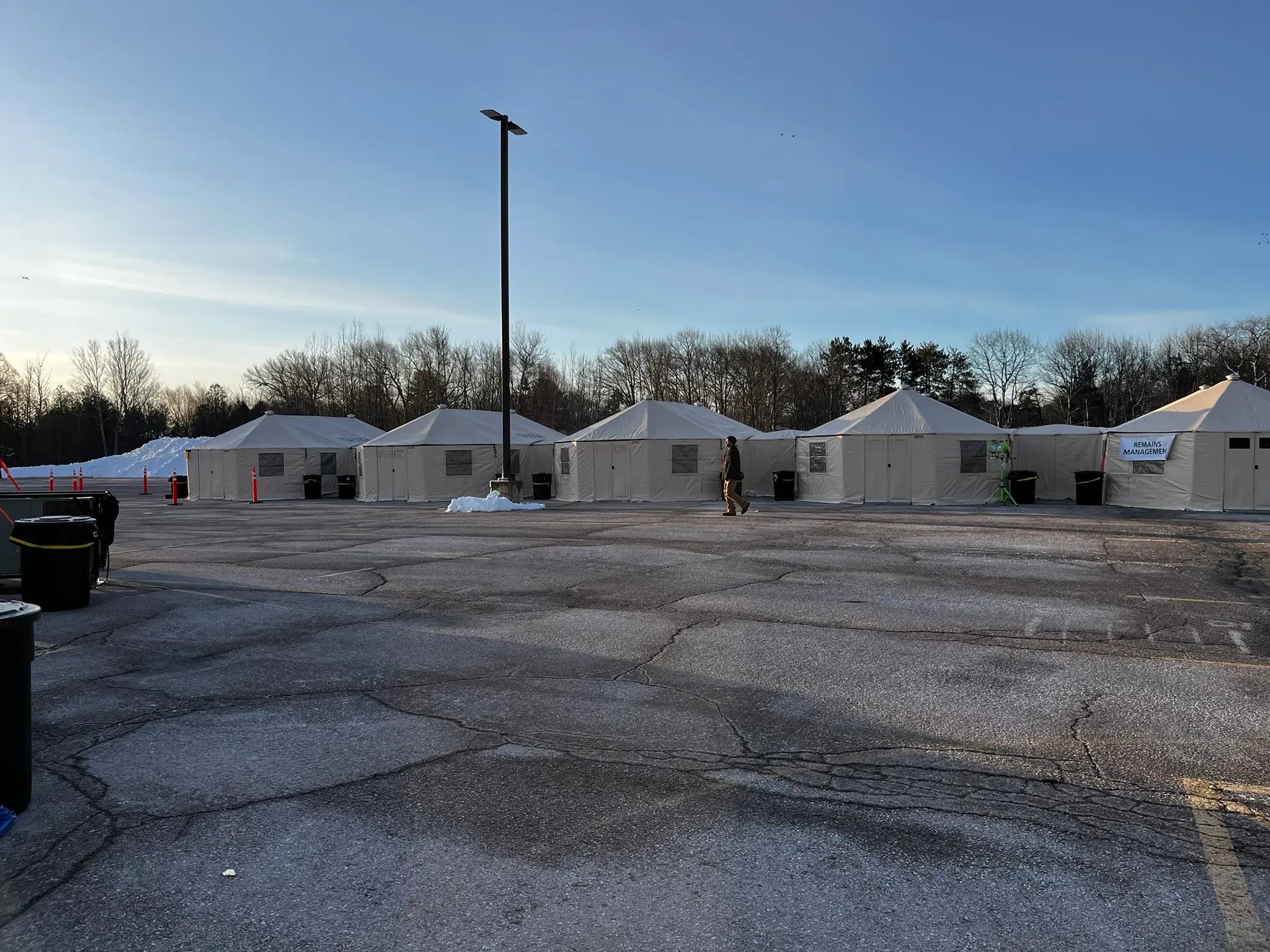 Tents in parking lot