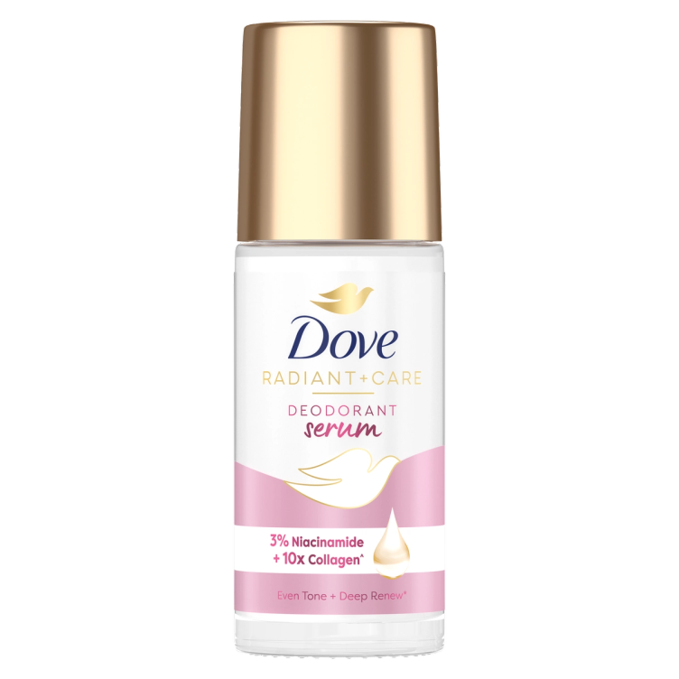 Dove Radiant + Care Deodorant Serum Roll On - Deep Renew with 3% Niacinamide and 10x Collagen