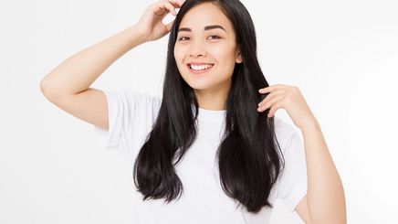 Asian woman with thick healty hair