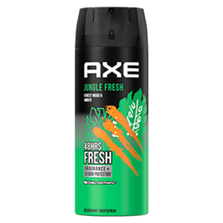 Green and black bottle of Axe Body Spray Jungle Fresh