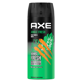 Green and black bottle of Axe Body Spray Jungle Fresh