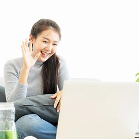 Asian businesswoman on a video call