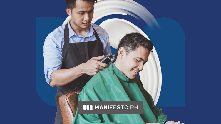Filipino man getting haircut at the barber