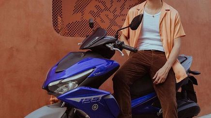 Filipino actor James Reid on a motorcycle