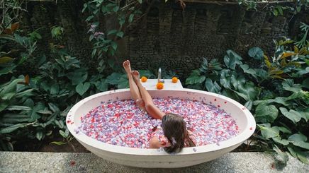Girl taking a bath