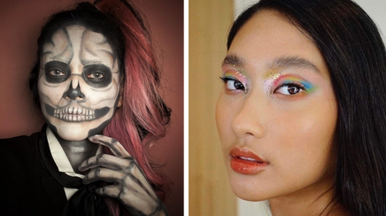 Skeleton and rainbow makeup for Halloween