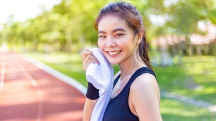 Asian woman after a workout 