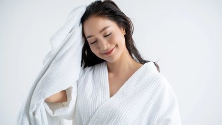 Woman looking fresh after shower.