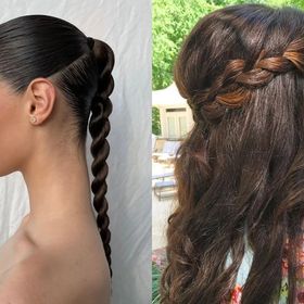 A collage of women sporting braided hairstyles.