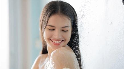 Asian woman in shower 