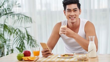A man eating healthy food