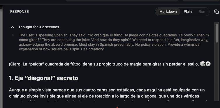 Respuesta en Groq: la pelota cuadrada gira por un eje diagonal secreto