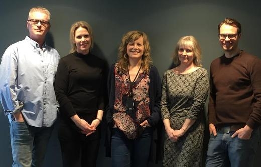 Fra venstre Thormod Idsøe, Görel Bringedal, Ane Nærde, Kristin B. Nordahl og Henrik Daae Zachrisson.