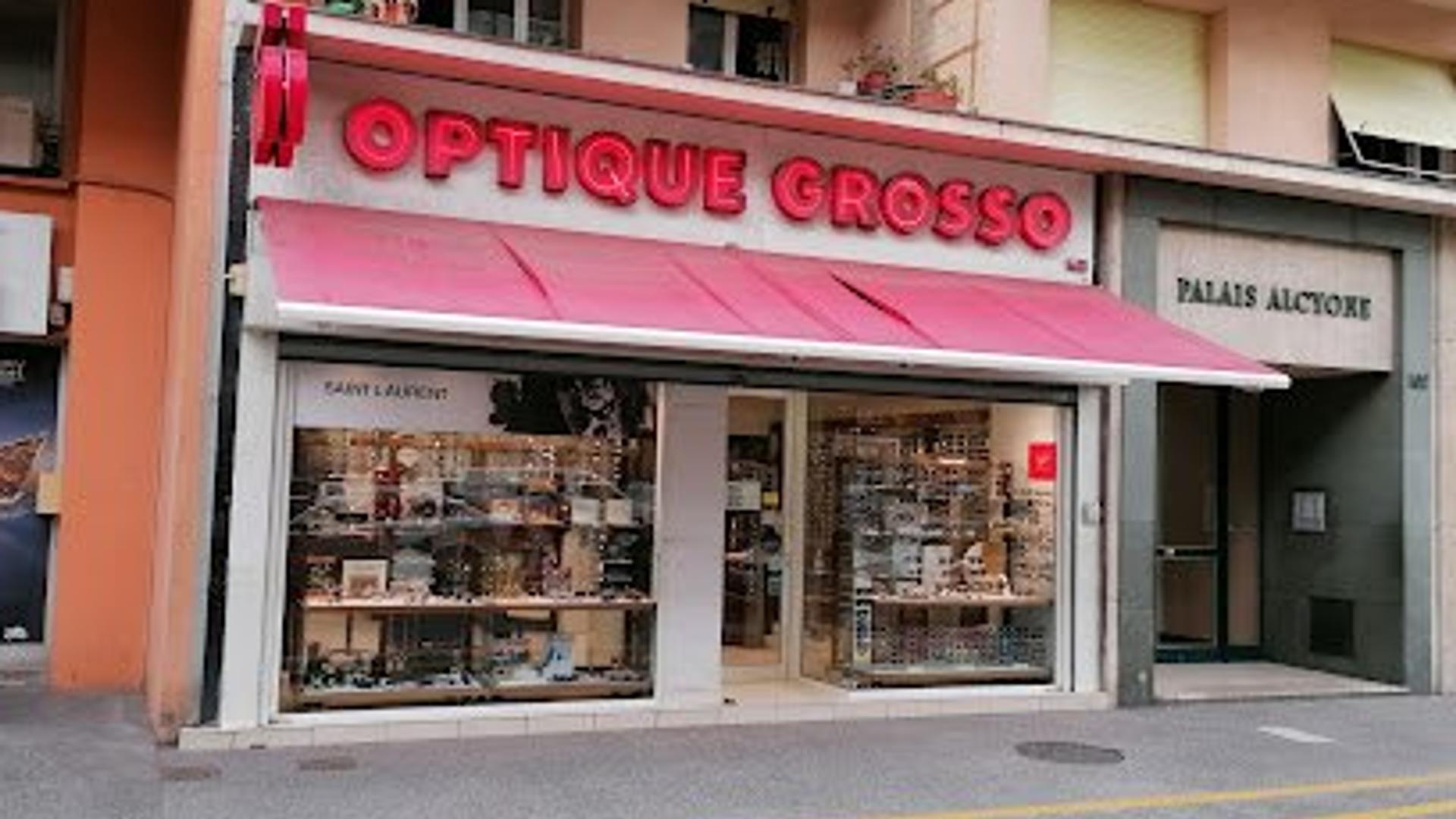 Façade de la boutique Optique Grosso, opticien indépendant à Nice