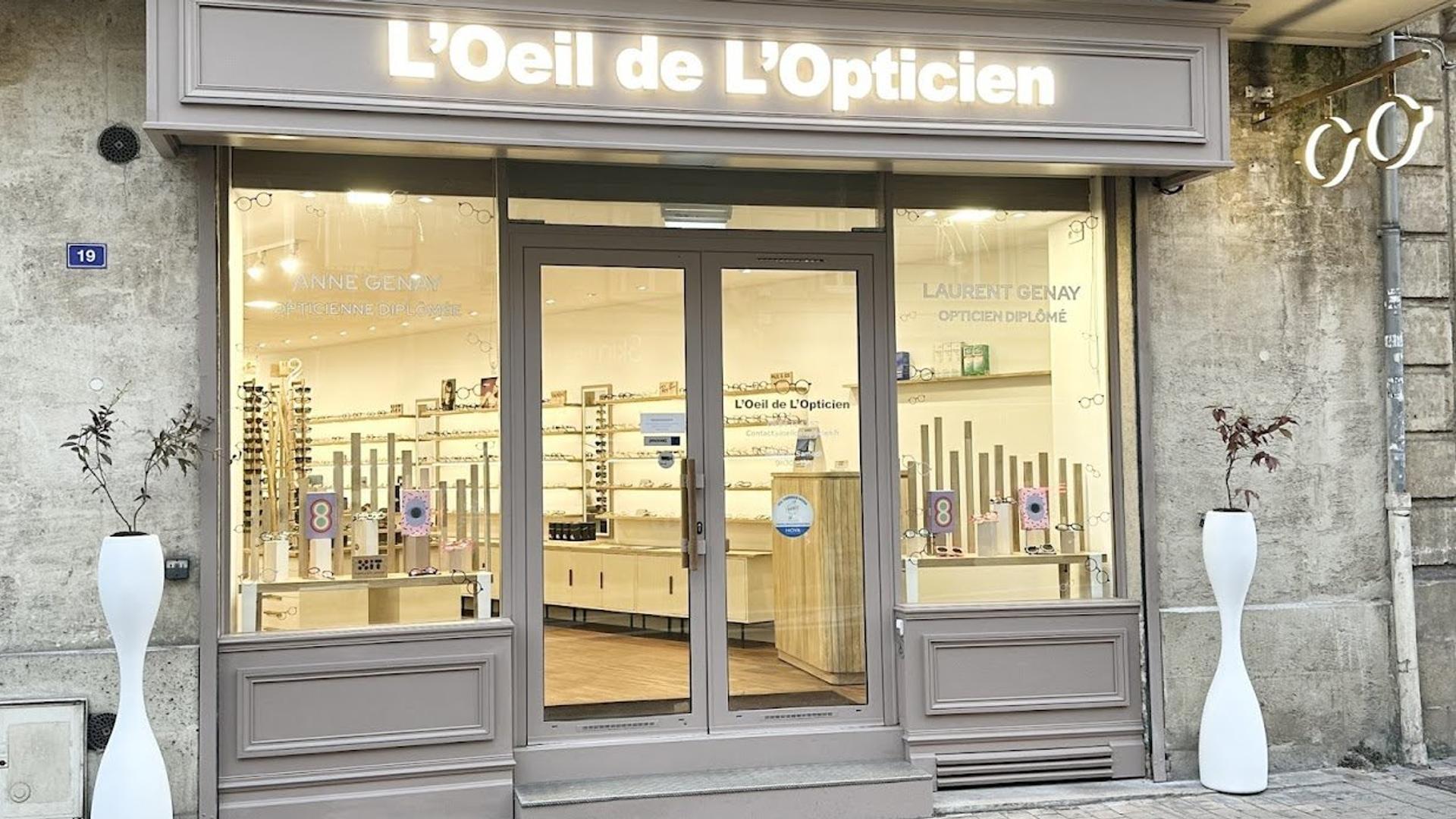 Façade de la boutique L'Oeil de L'Opticien – Anne & Laurent Genay, opticien indépendant à Bordeaux