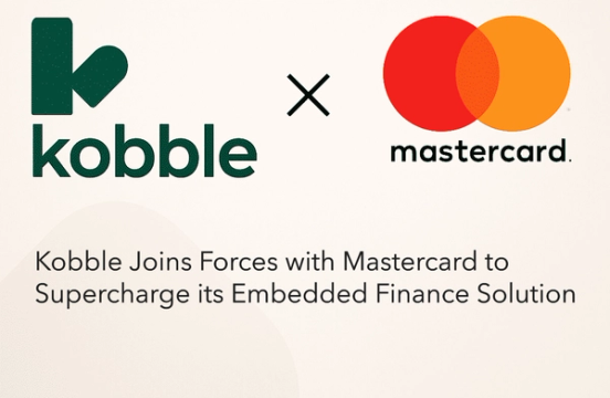 Kobble x Mastercard Logo with caption: "Kobble Joins Forces with Mastercard to Supercharge its Embedded Finance Solution"