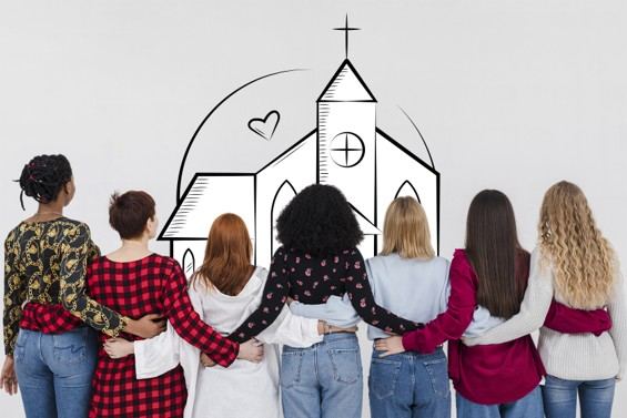 Groupe de jeunes de dos