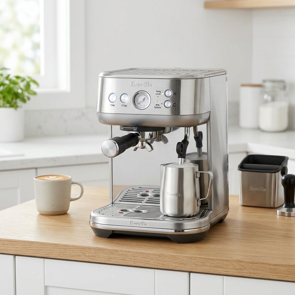Breville Bambino Plus Compact Espresso Machine in brushed stainless steel