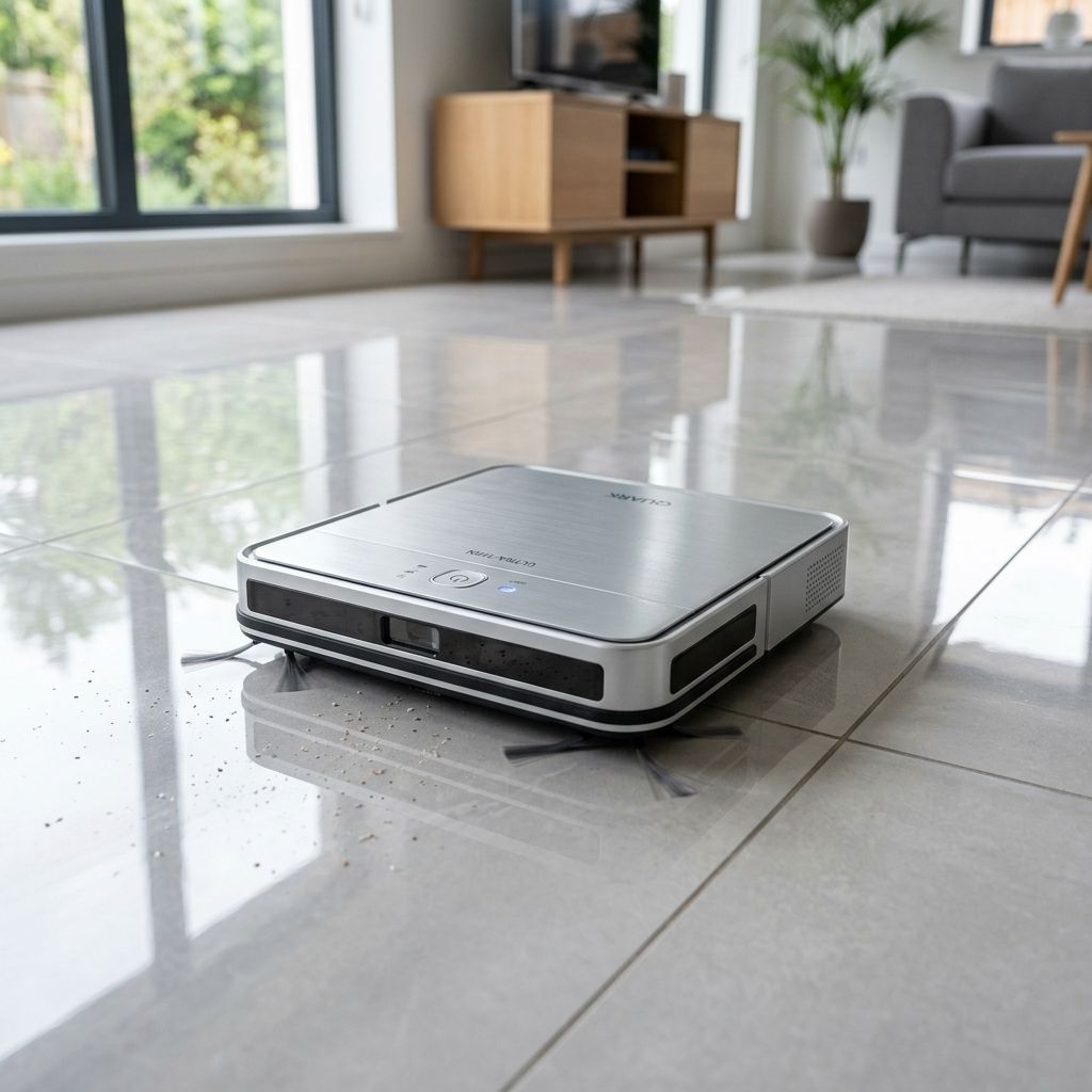 Front-facing AI RGB vision sensor and structured 3D light array detecting household obstacles and cables in real time