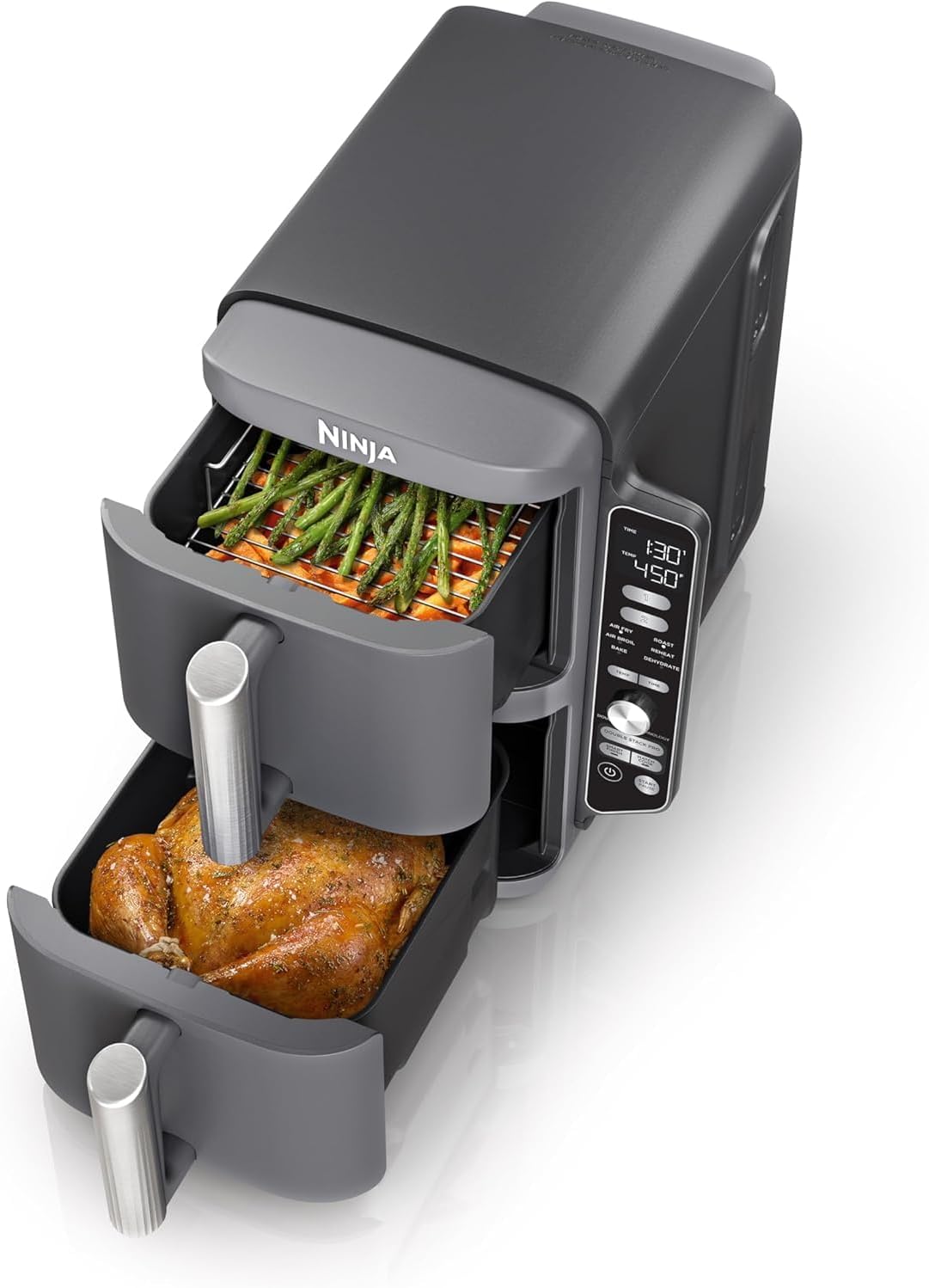 Ninja DZ801 DoubleStack XL 10-Quart Vertical 2-Basket Air Fryer