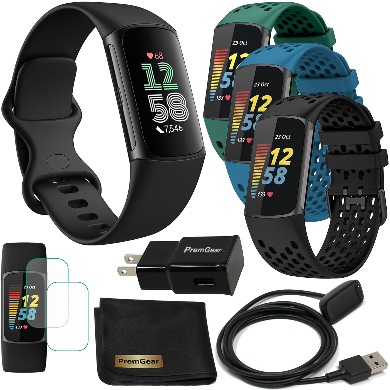 Fitbit Charge 6 Fitness Tracker Watch with Google apps Bundle with PremGear 3 Silicone - View 1