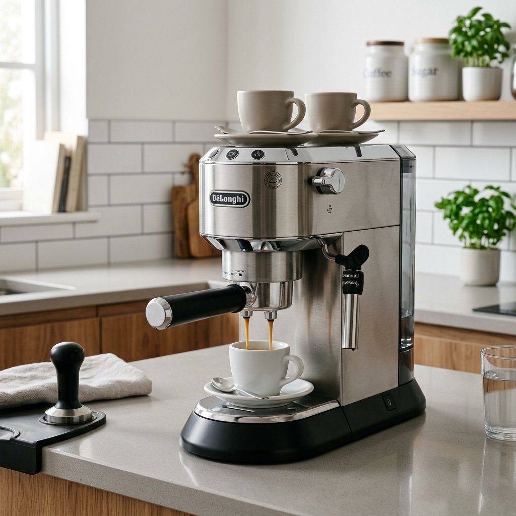 De'Longhi Dedica Deluxe EC685 Slim Espresso Machine in brushed chrome