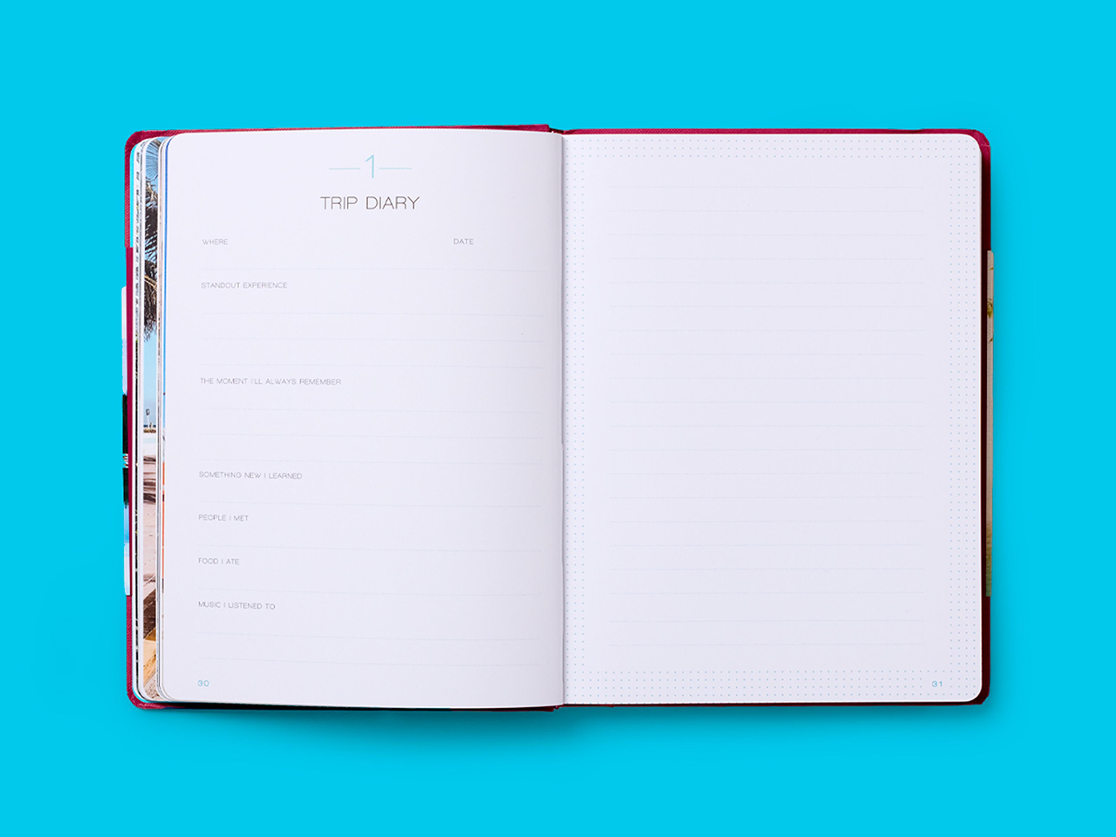 Open spread from the book The Bucket List Journal.