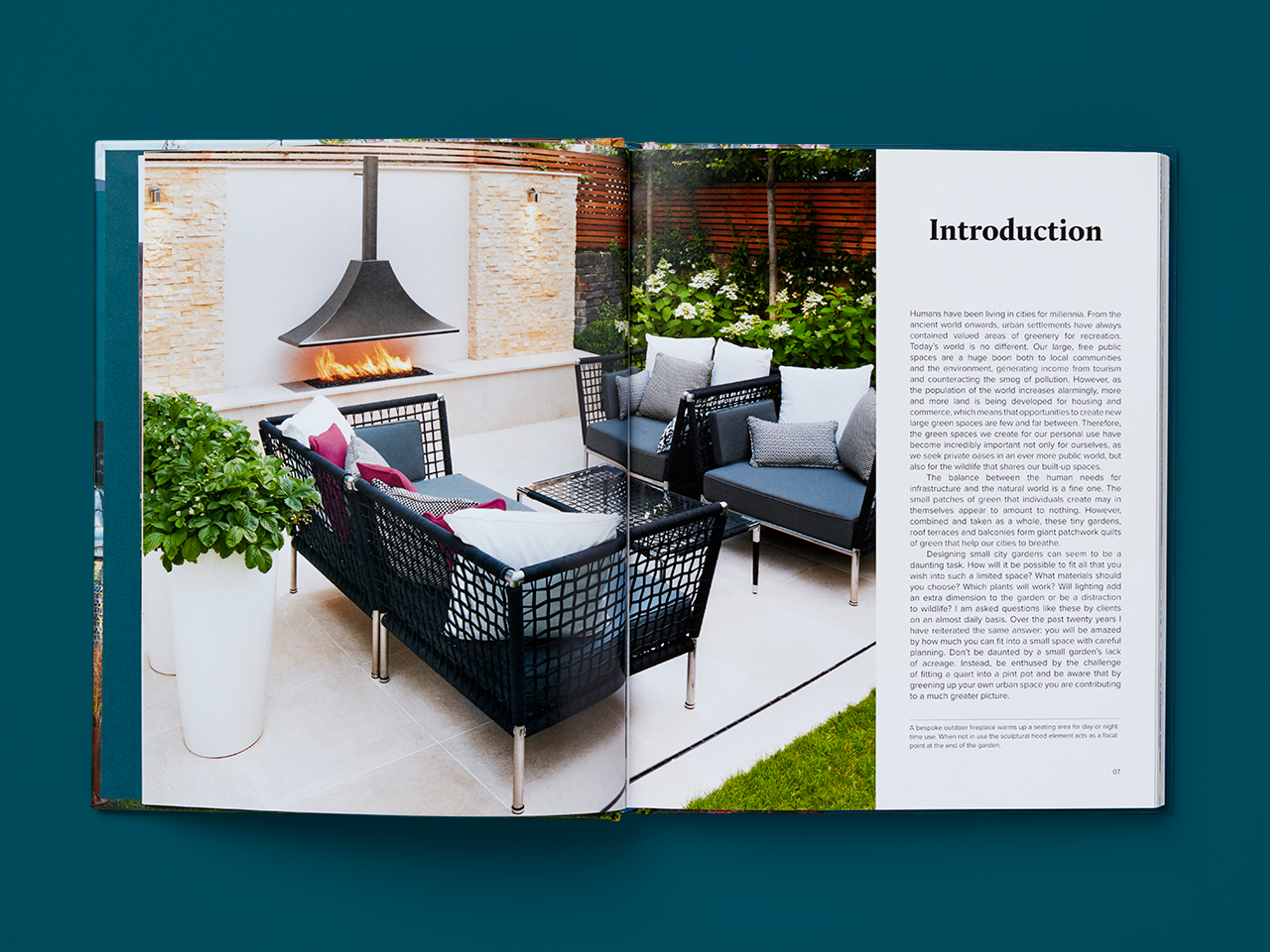 Open spread of the book Urban Garden Design.