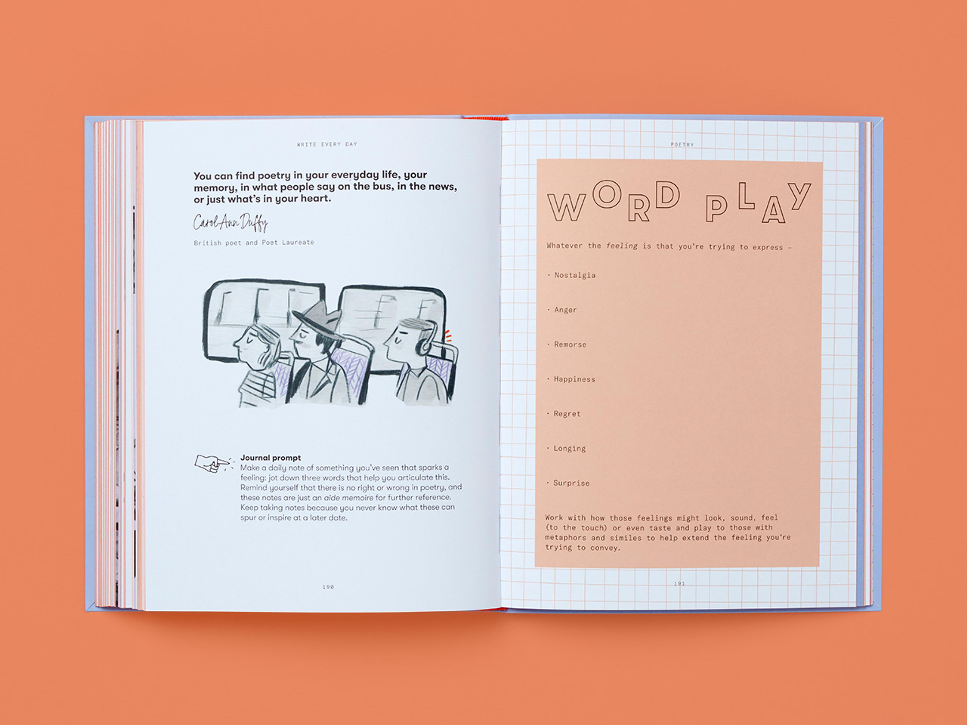Open spreads from the Write Every Day book.