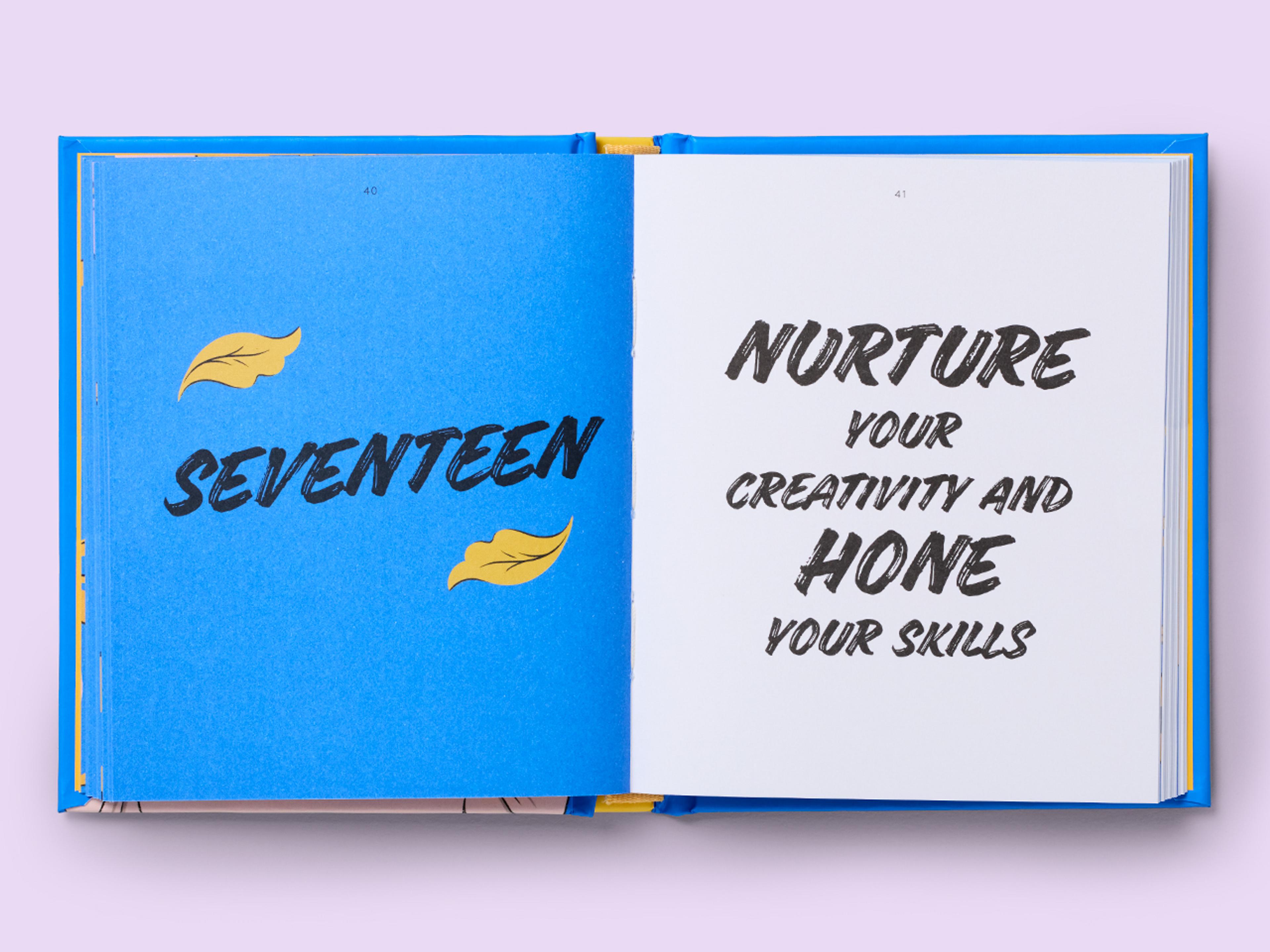 Open spread from 50 Guides Series, featuring bold typography.