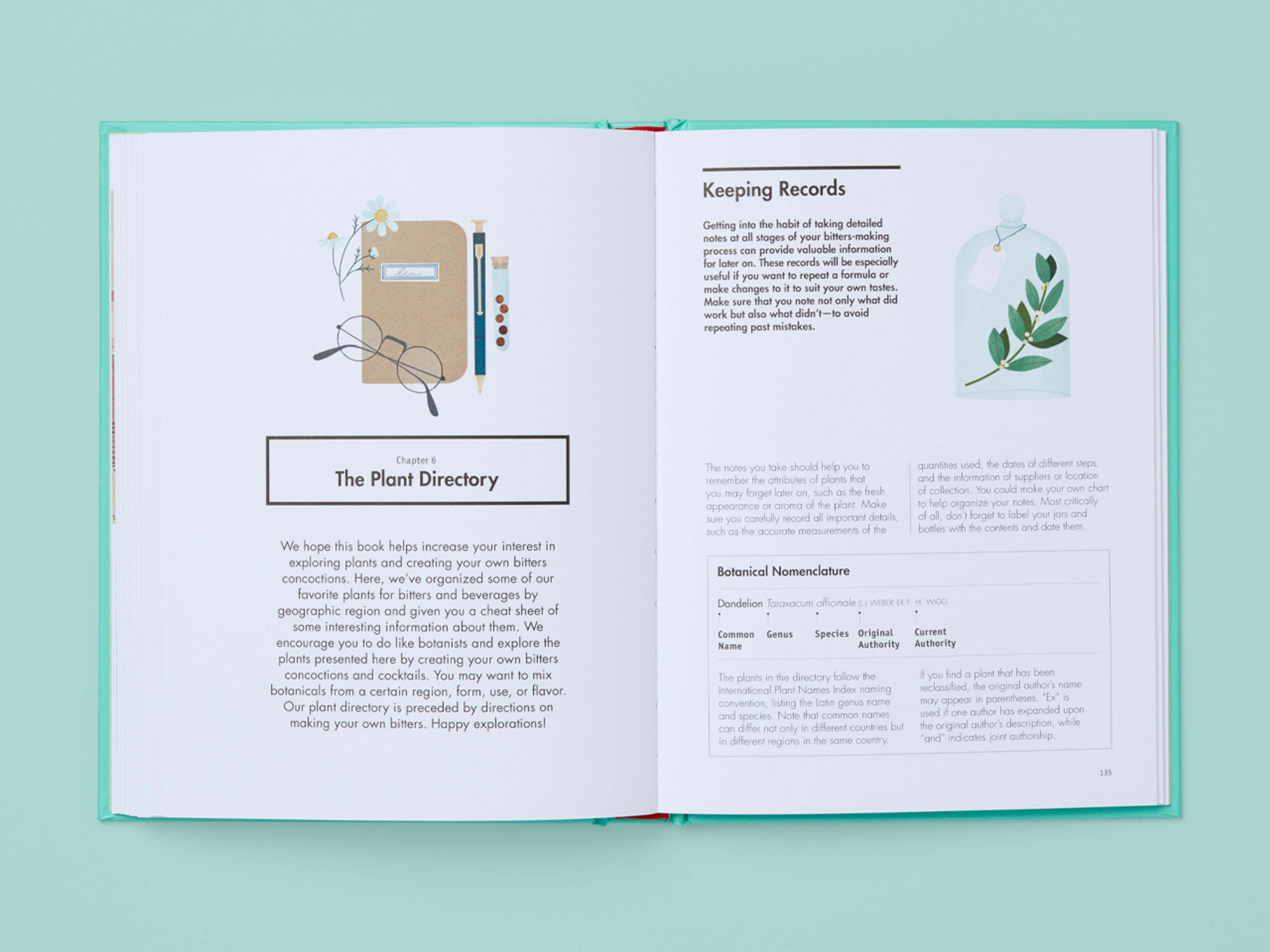 Open spread of the book Botany at the Bar.