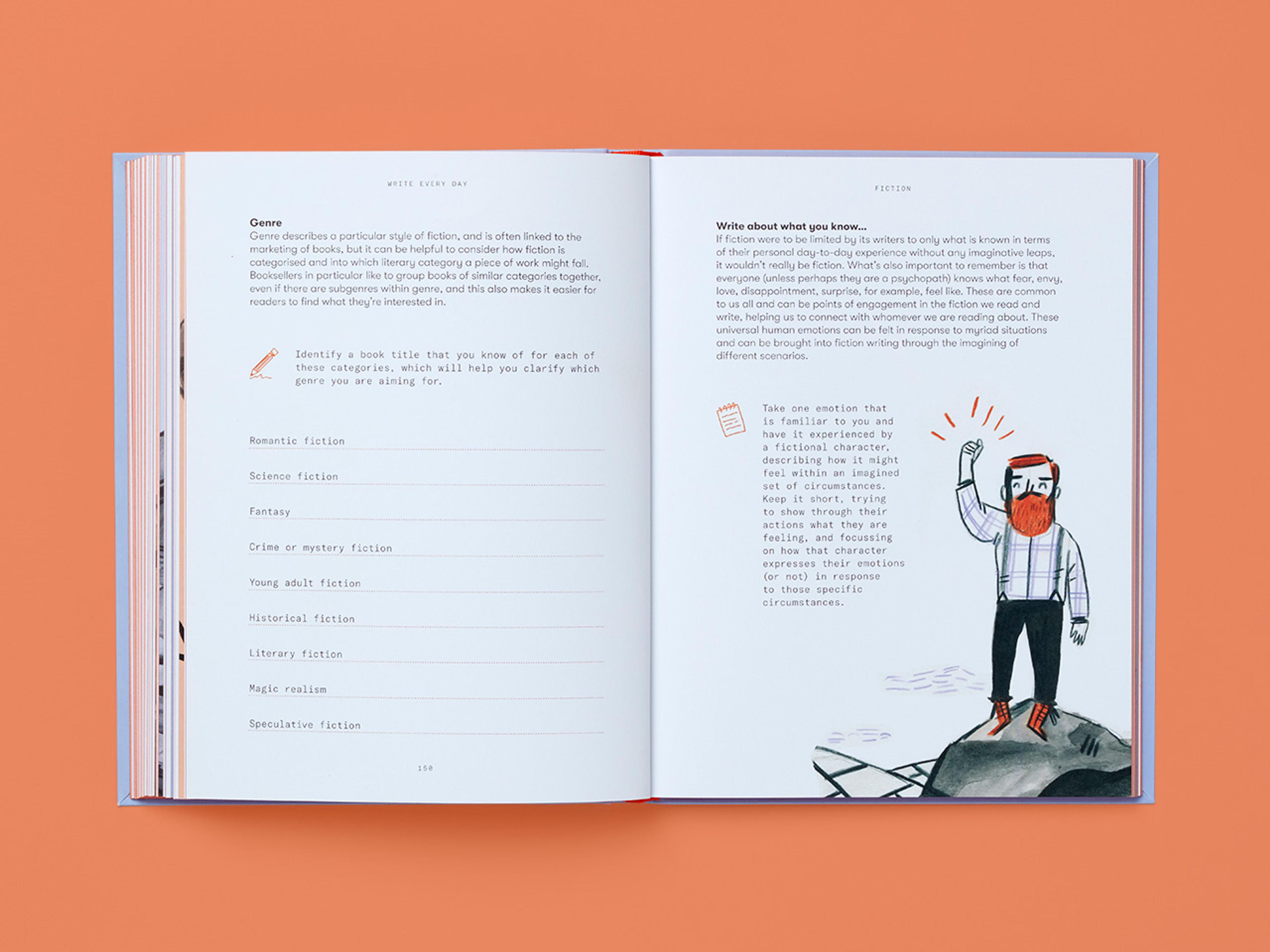 Open spreads from the Write Every Day book.