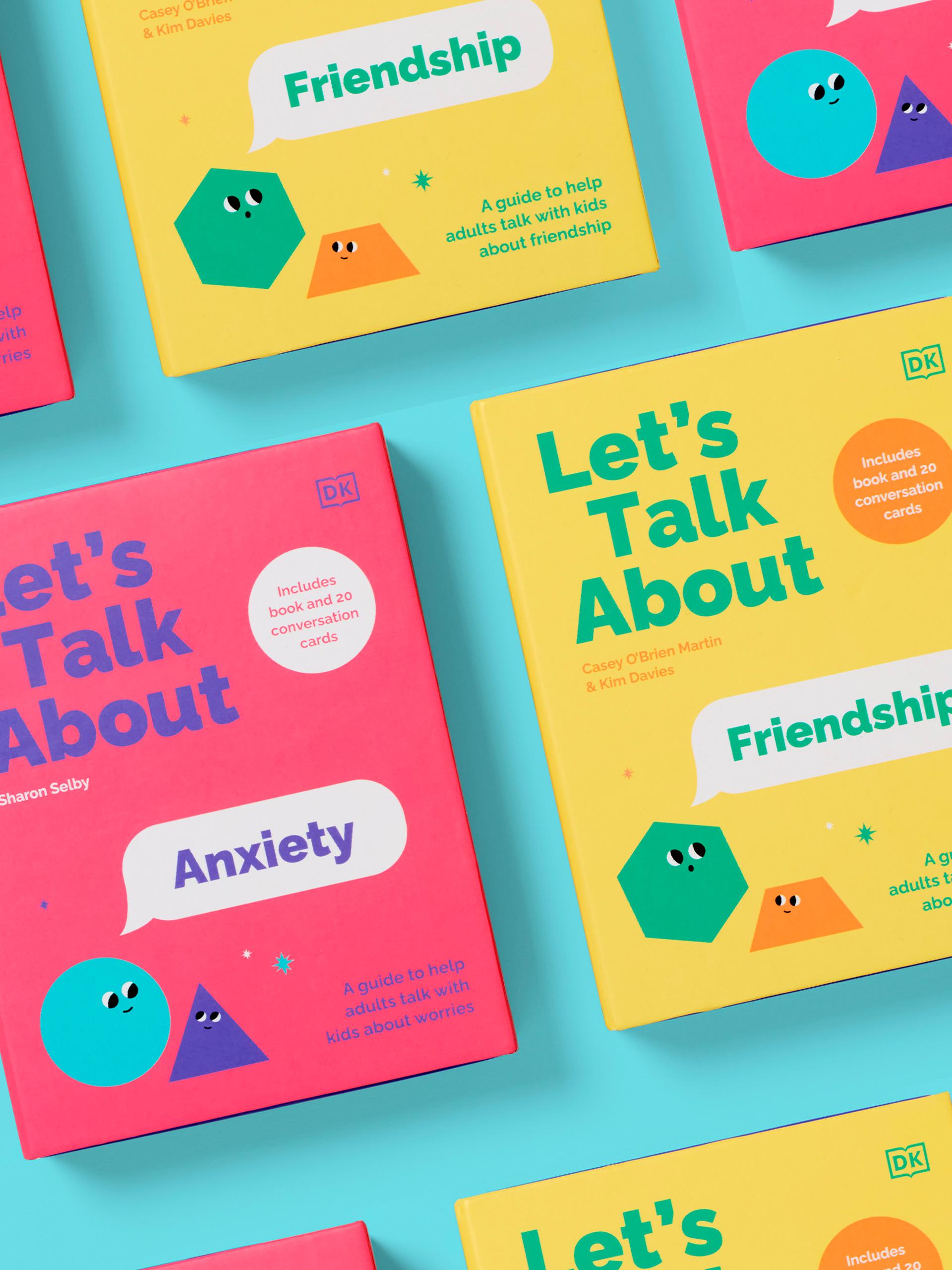 A collection of Let's Talk About series featuring bold typography and colourful covers.