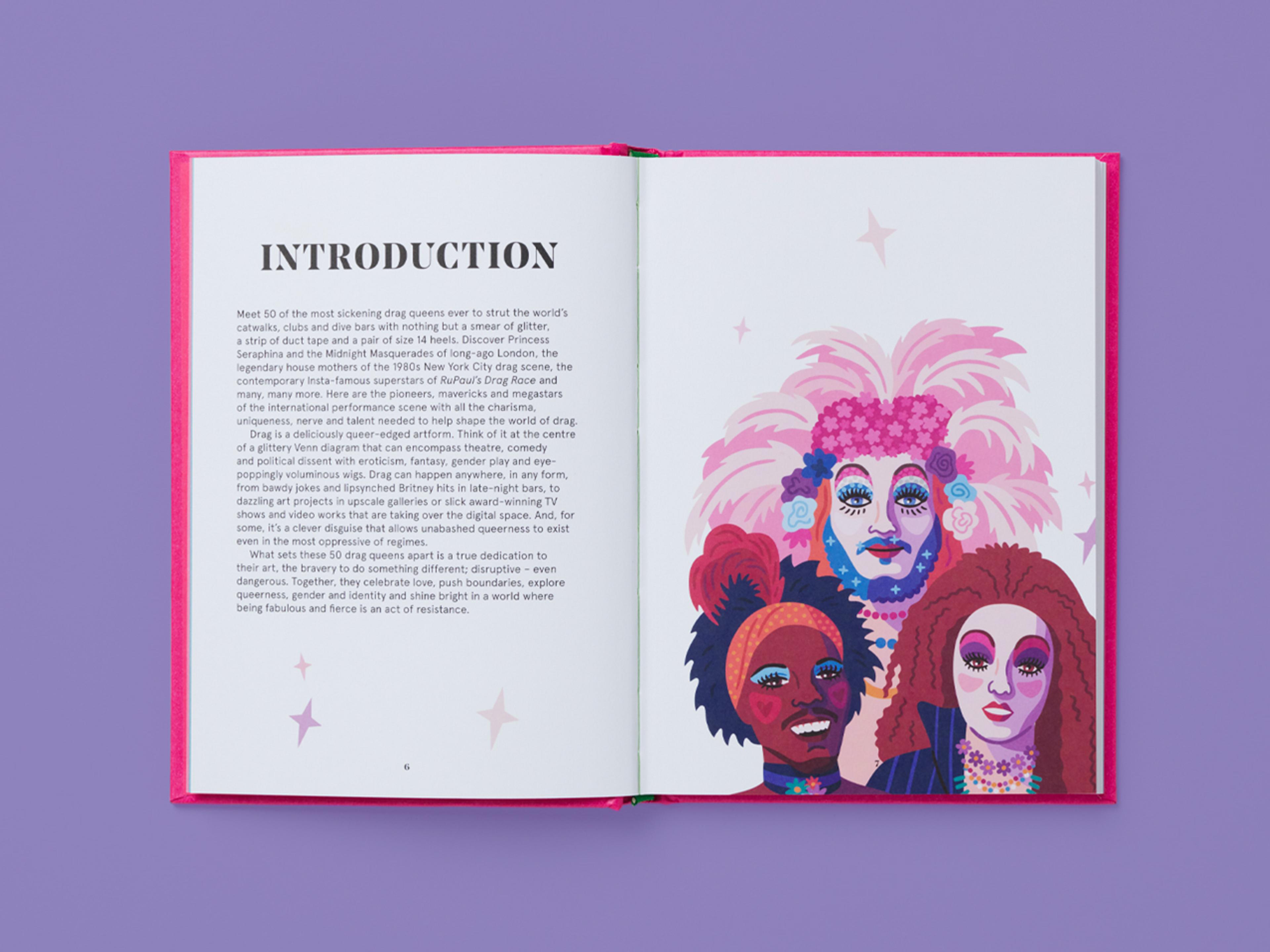 Open spread of 50 Drag Queens Who Changed the World.