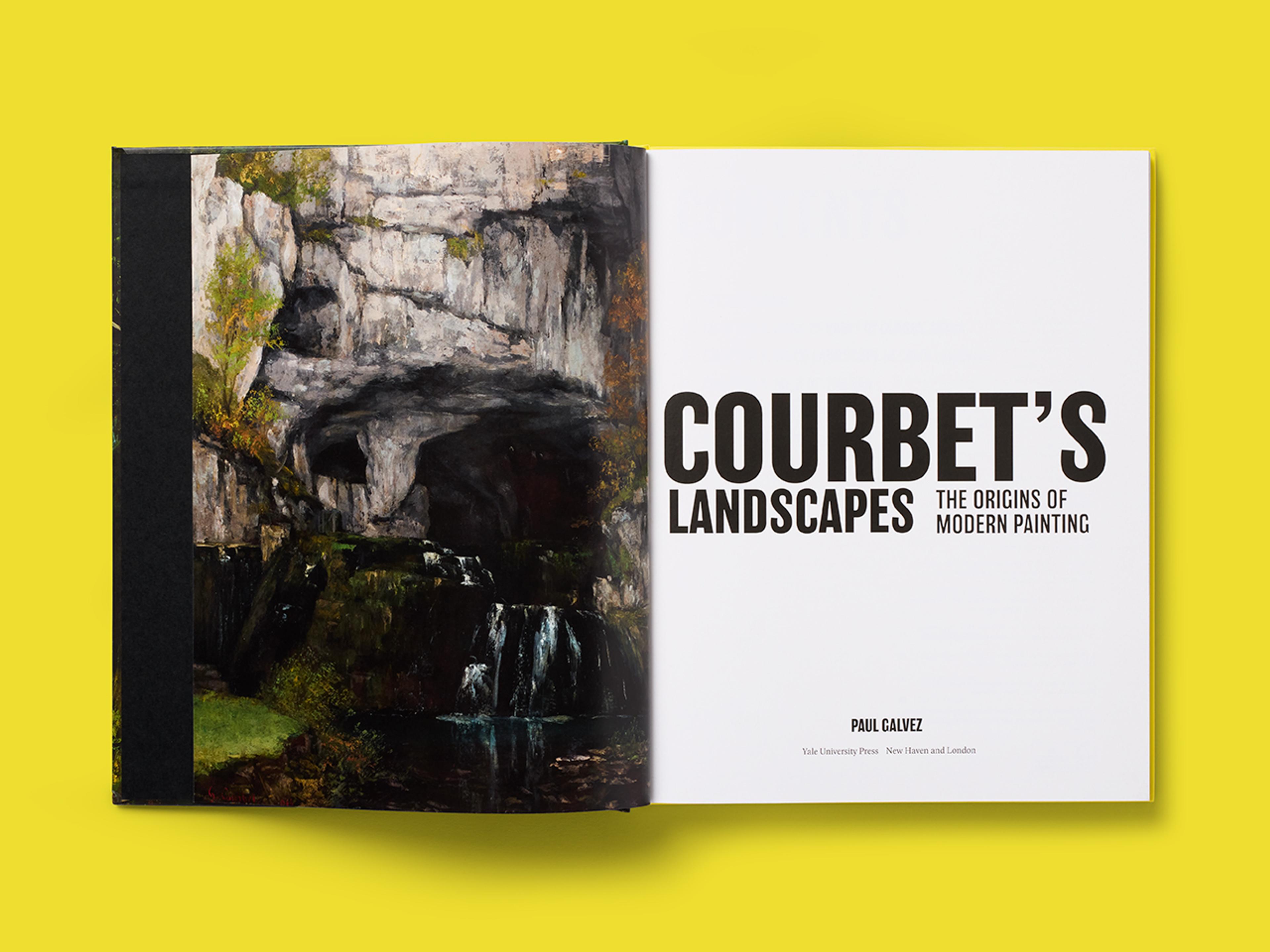 Open spread of the book Courbet's Landscapes: The Origins of Modern Painting.