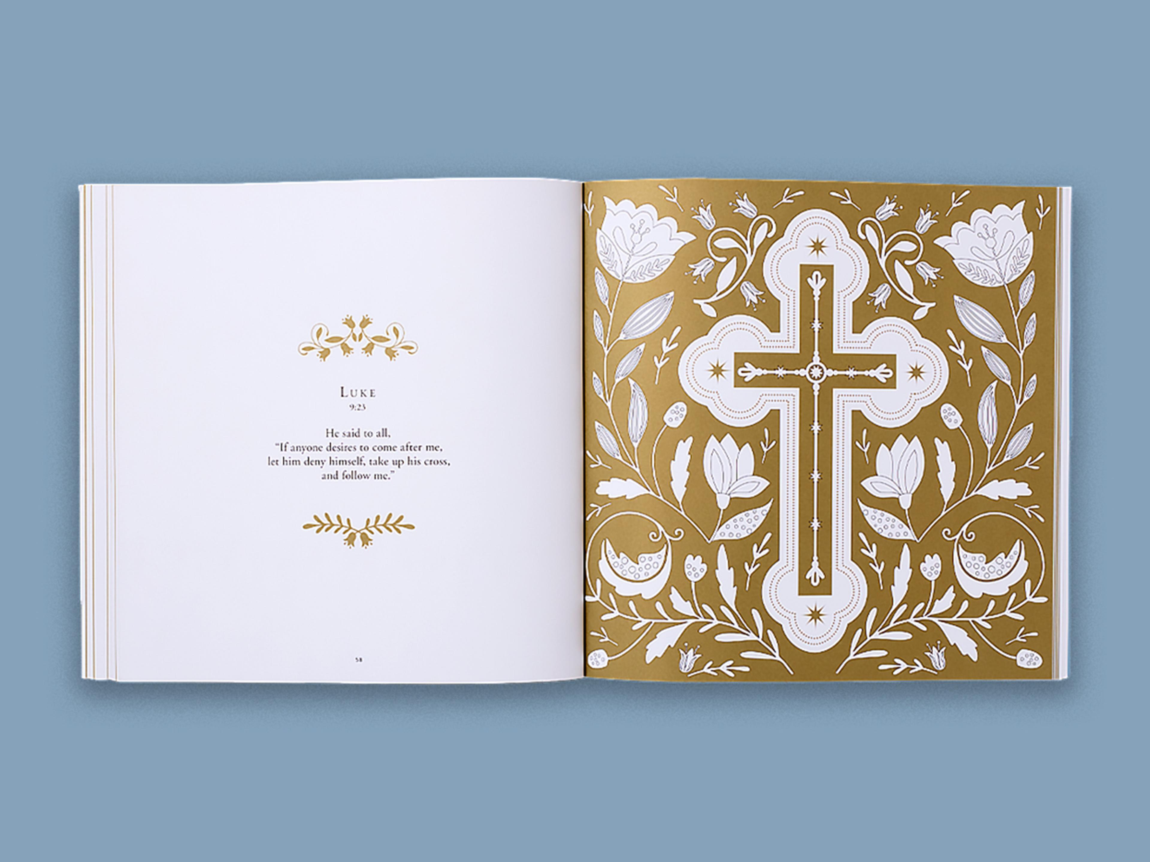 Open spread from the Spiritual Colouring Book series.