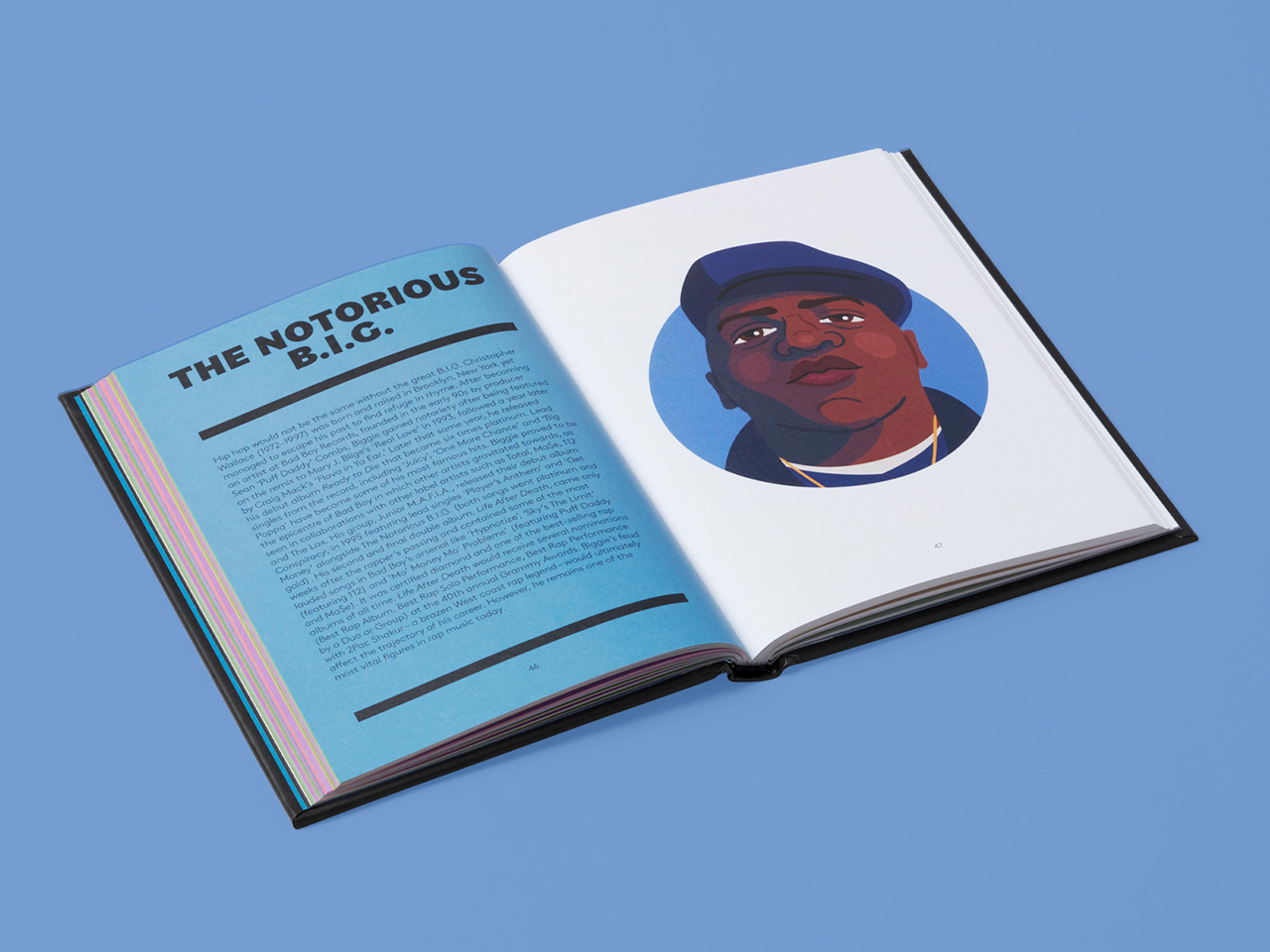 Open spread of 50 Rappers Who Changed the World.