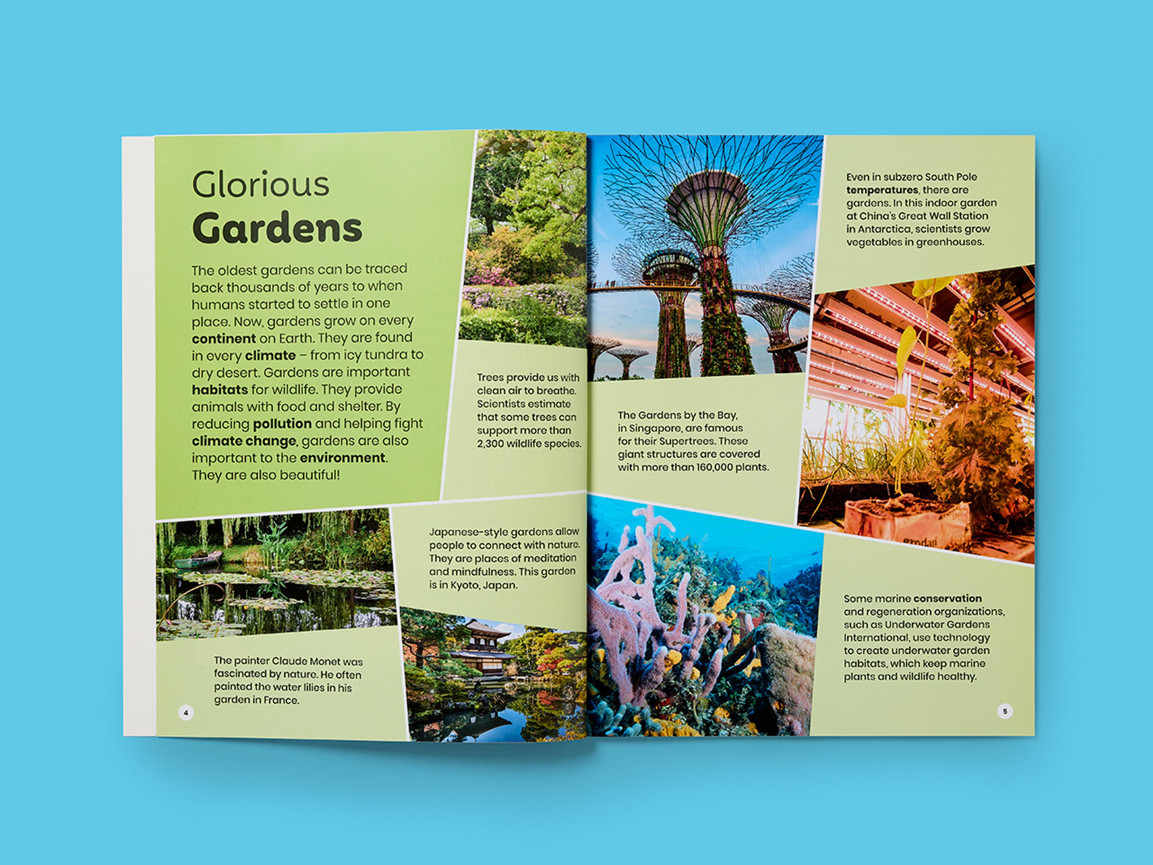 Open spread from Super Planet Series, featuring vibrant illustrations and clean layouts.