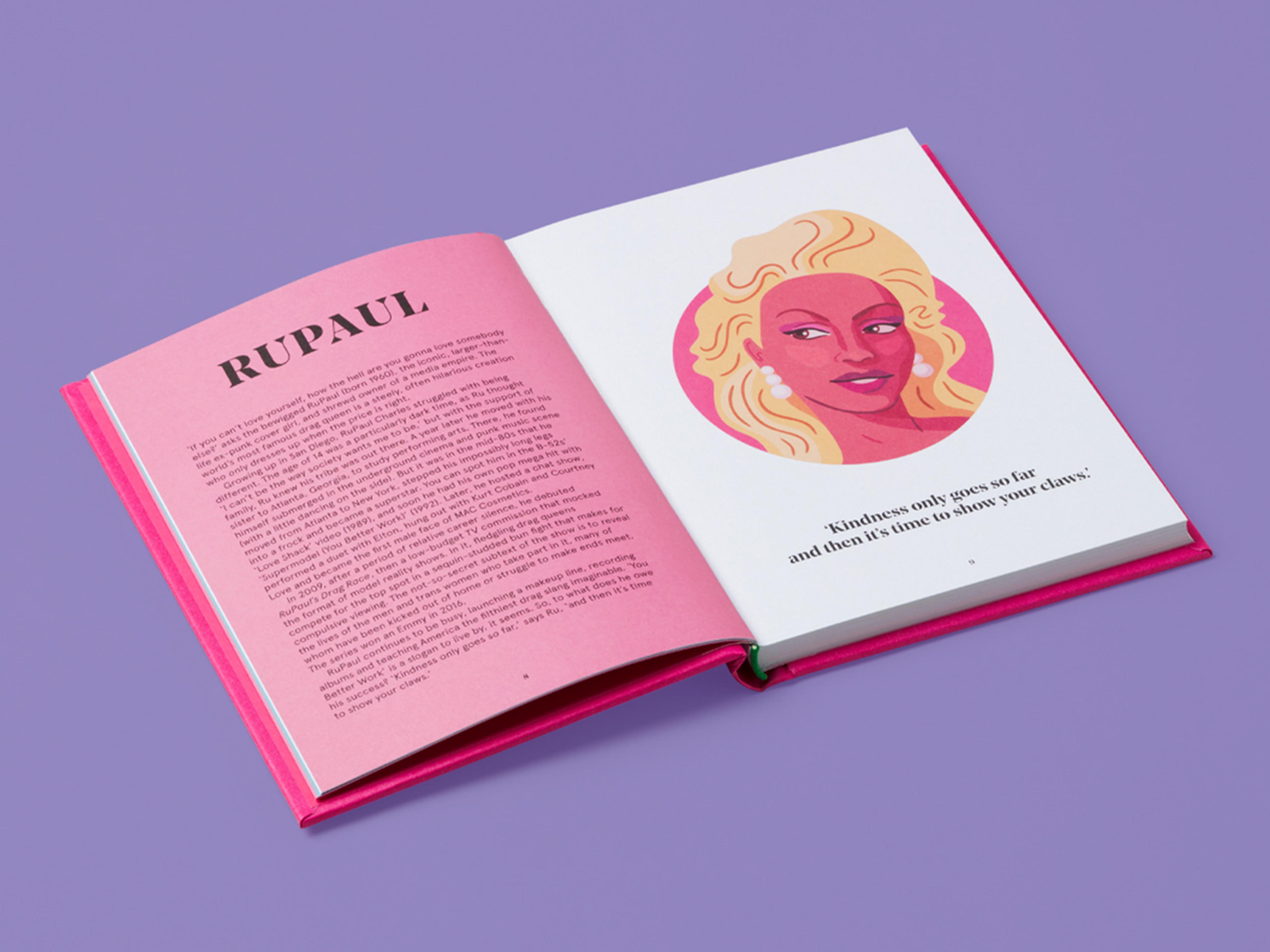 Open spread of 50 Drag Queens Who Changed the World.