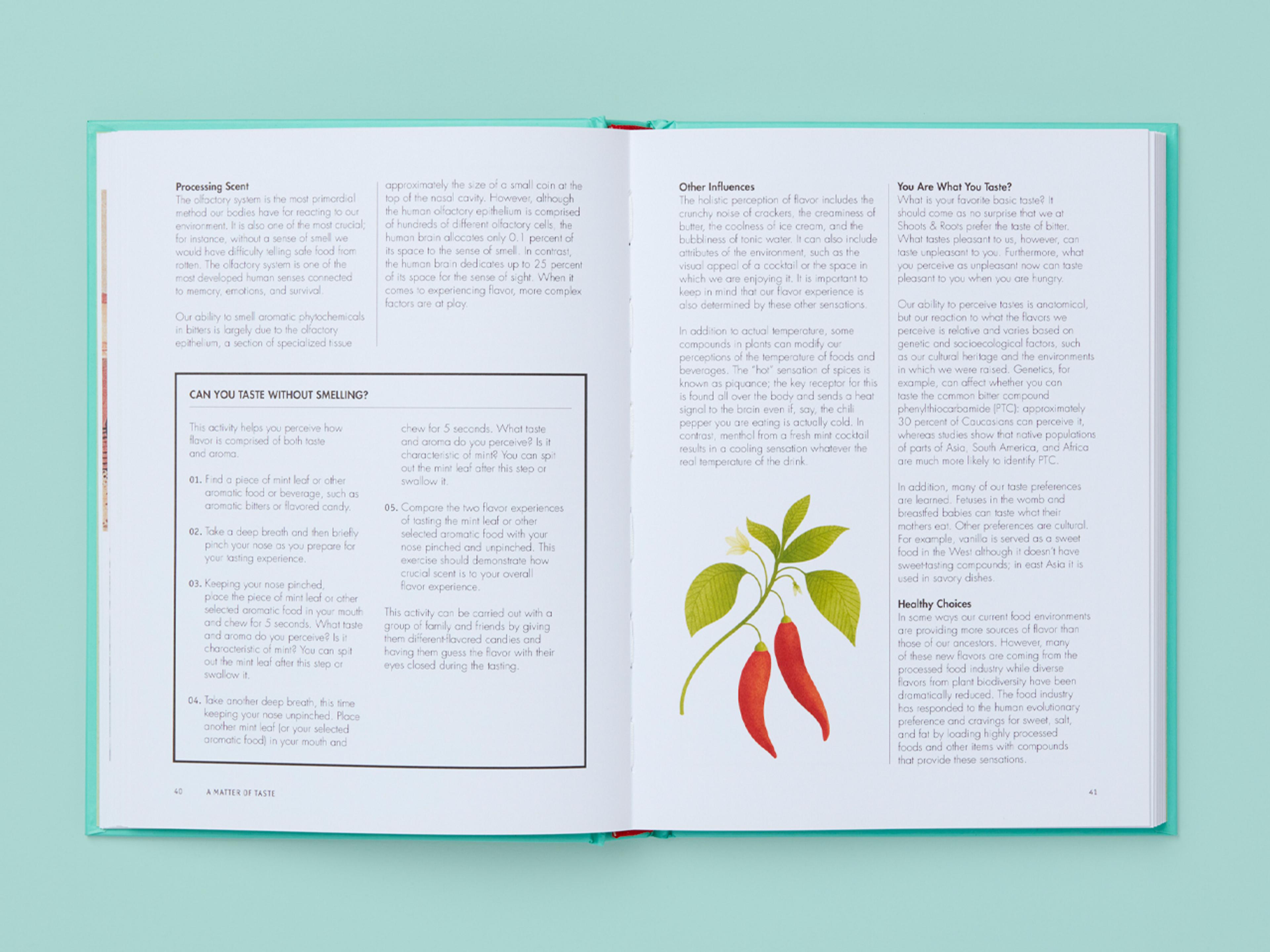 Open spread of the book Botany at the Bar.