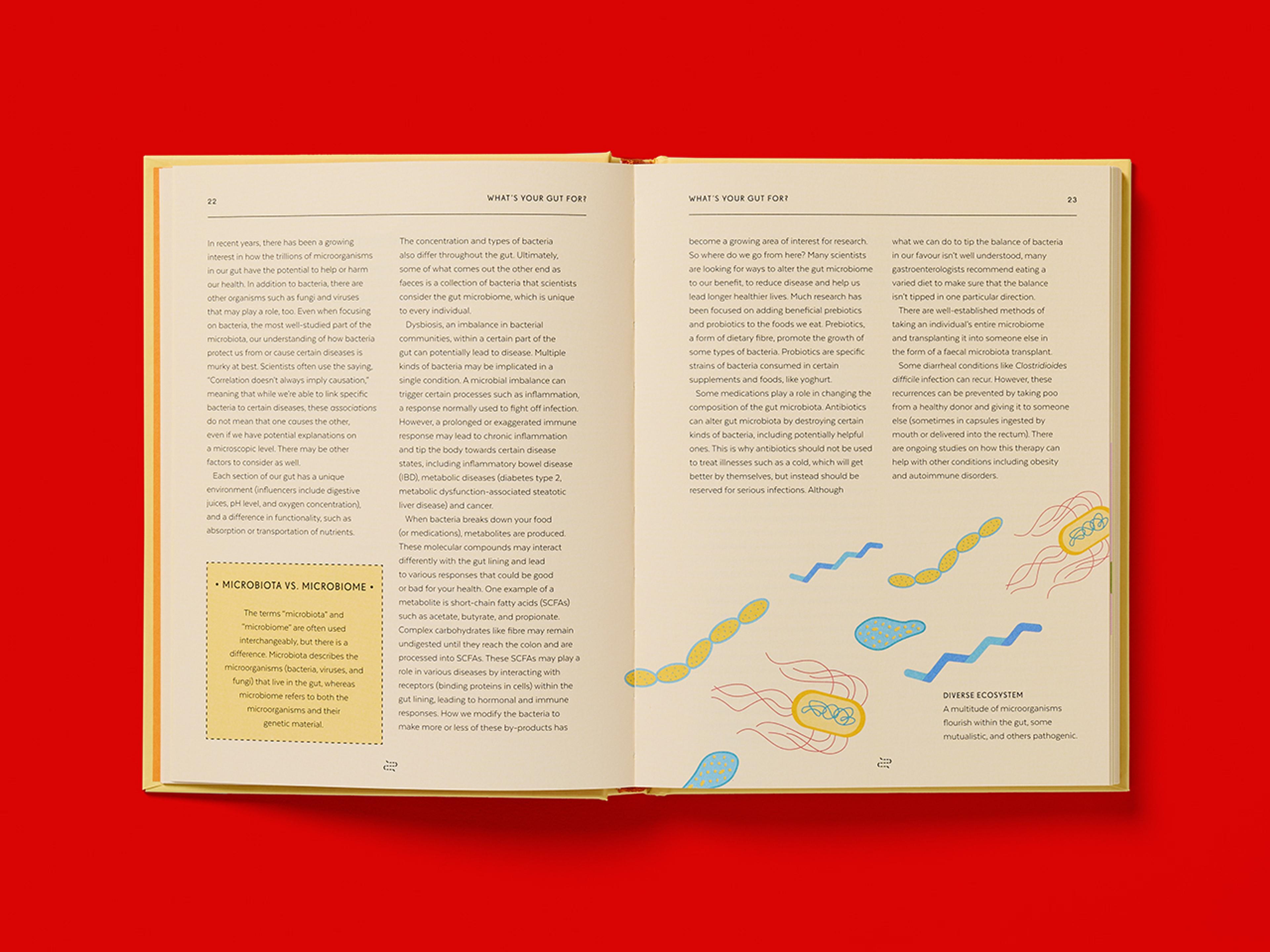 Open spread of the book Gut: An Owner's Guide.