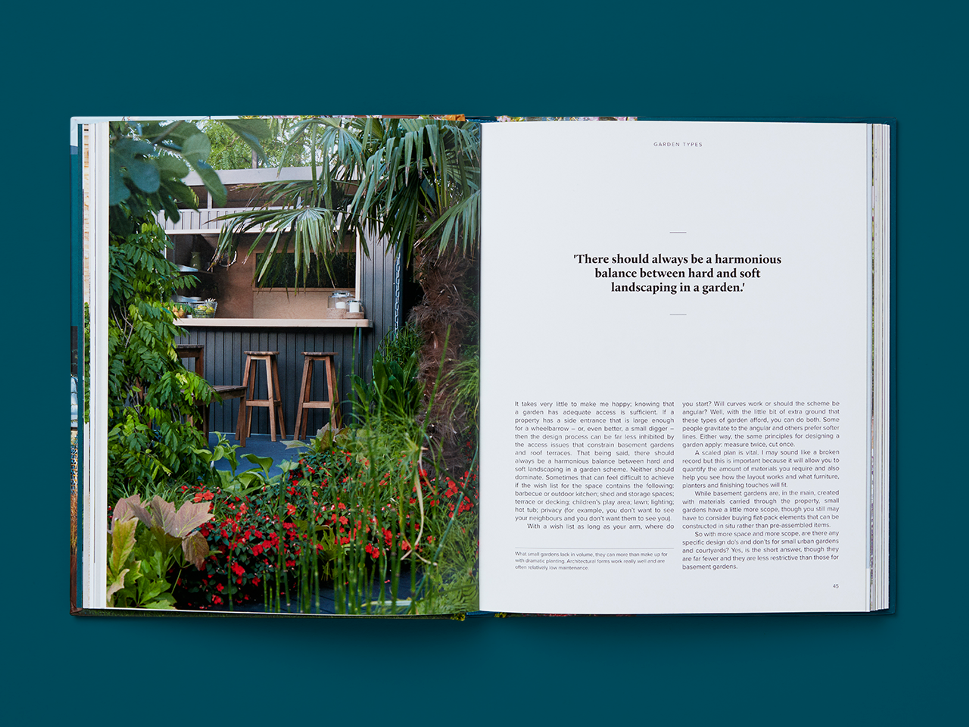 Open spread of the book Urban Garden Design.